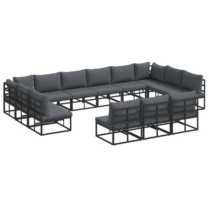 Tuin Sofa Set met kussen met kussen 13 pcs Zwart Aluminium