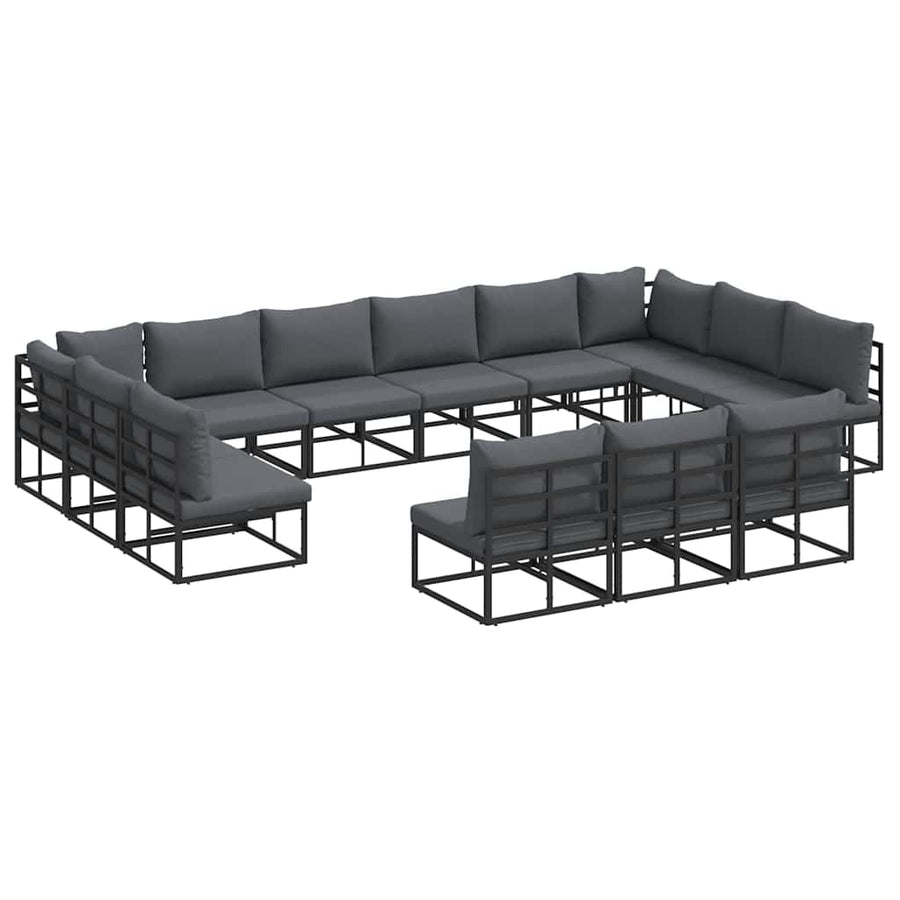 Tuin Sofa Set met kussen met kussen 13 pcs Zwart Aluminium