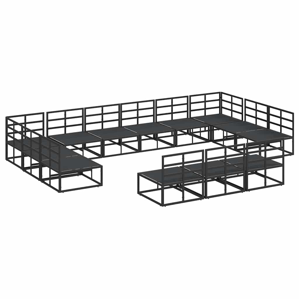 Tuin Sofa Set met kussen met kussen 13 pcs Zwart Aluminium
