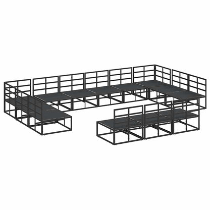 Tuin Sofa Set met kussen met kussen 13 pcs Zwart Aluminium