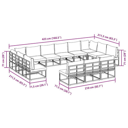 Tuin Sofa Set met kussen met kussen 13 pcs Zwart Aluminium