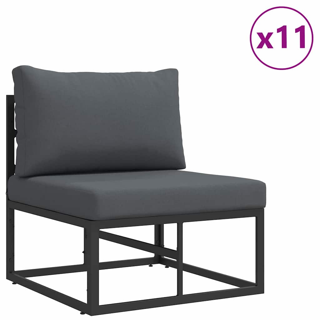 Tuin Sofa Set met kussen met kussen 13 pcs Zwart Aluminium