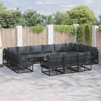 Tuin Sofa Set met kussen met kussen 14 pcs Zwart Aluminium