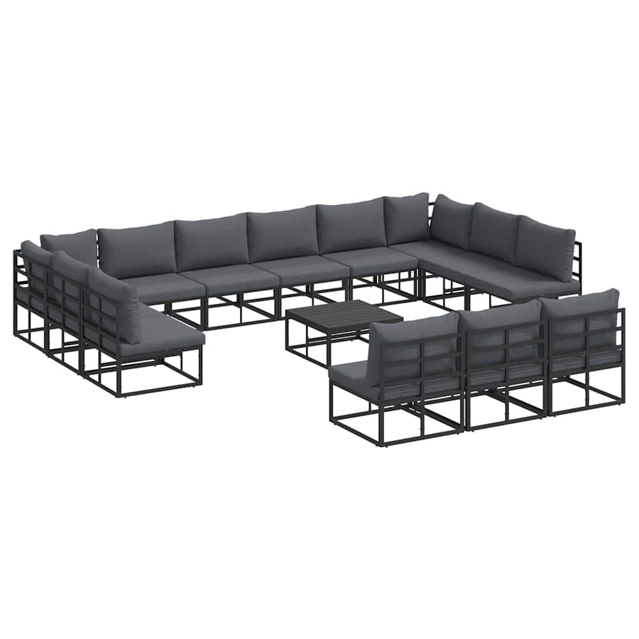 Tuin Sofa Set met kussen met kussen 14 pcs Zwart Aluminium