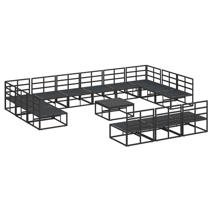 Tuin Sofa Set met kussen met kussen 14 pcs Zwart Aluminium
