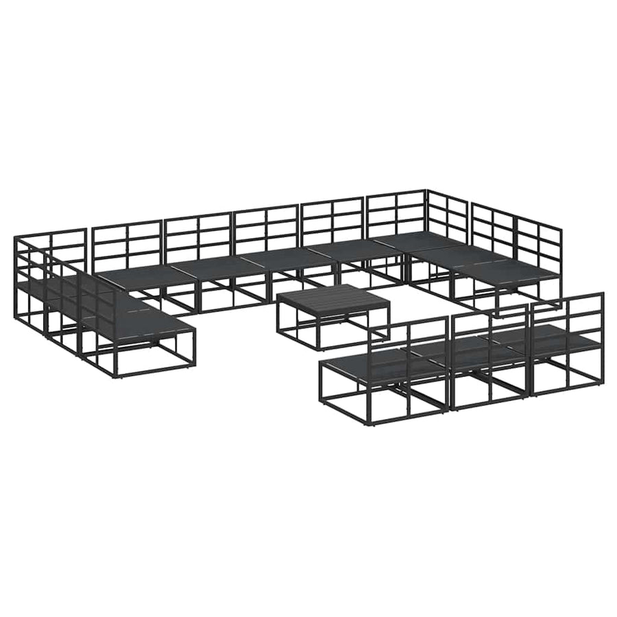Tuin Sofa Set met kussen met kussen 14 pcs Zwart Aluminium