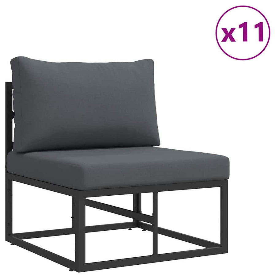 Tuin Sofa Set met kussen met kussen 14 pcs Zwart Aluminium
