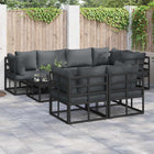 Garden Lounge Set with Cushions 7 pcs Black Steel