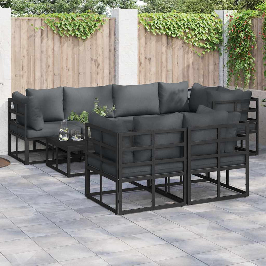 Tuin Sofa Set 7 pcs Zwart 283 x 143 x 71 cm Aluminium
