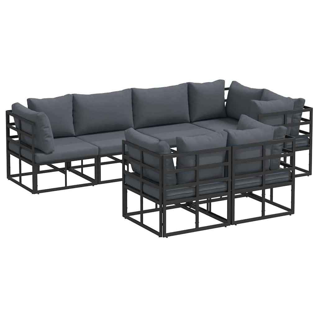 Tuin Sofa Set 7 pcs Zwart 283 x 143 x 71 cm Aluminium