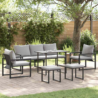 Tuin Sofa Set met kussen 6 pcs Zwart 61 x 72.5 x 71 cm Staal
