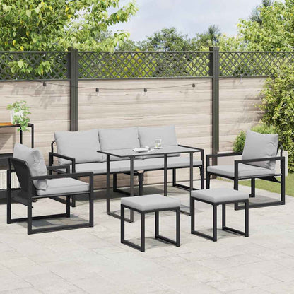 Tuin Sofa Set met kussen 6 pcs Zwart 61 x 72.5 x 71 cm Staal