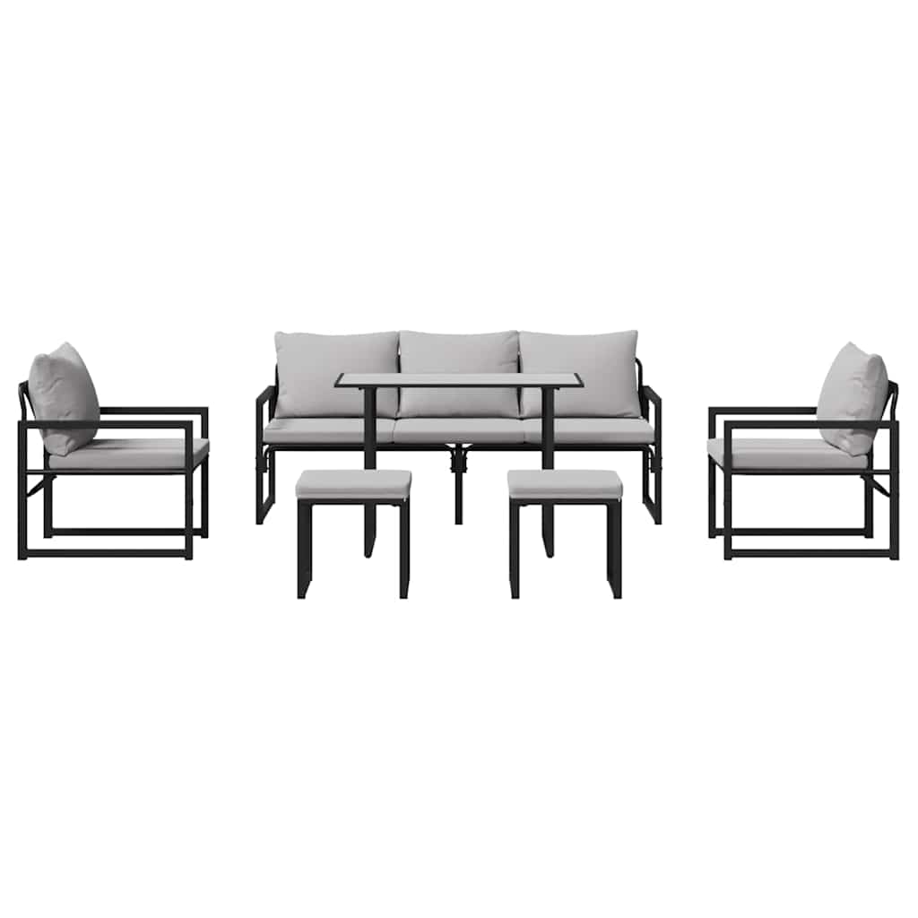 Tuin Sofa Set met kussen 6 pcs Zwart 61 x 72.5 x 71 cm Staal