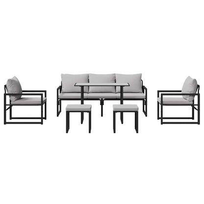 Tuin Sofa Set met kussen 6 pcs Zwart 61 x 72.5 x 71 cm Staal