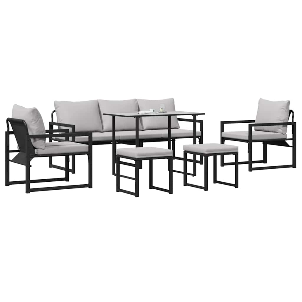 Tuin Sofa Set met kussen 6 pcs Zwart 61 x 72.5 x 71 cm Staal