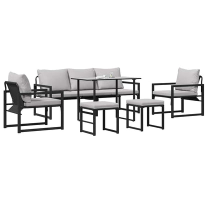 Tuin Sofa Set met kussen 6 pcs Zwart 61 x 72.5 x 71 cm Staal