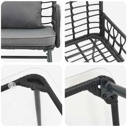 Tuinmeubelset 4 pcs Zwart, Antraciet Poly rattan, staal, polyester
