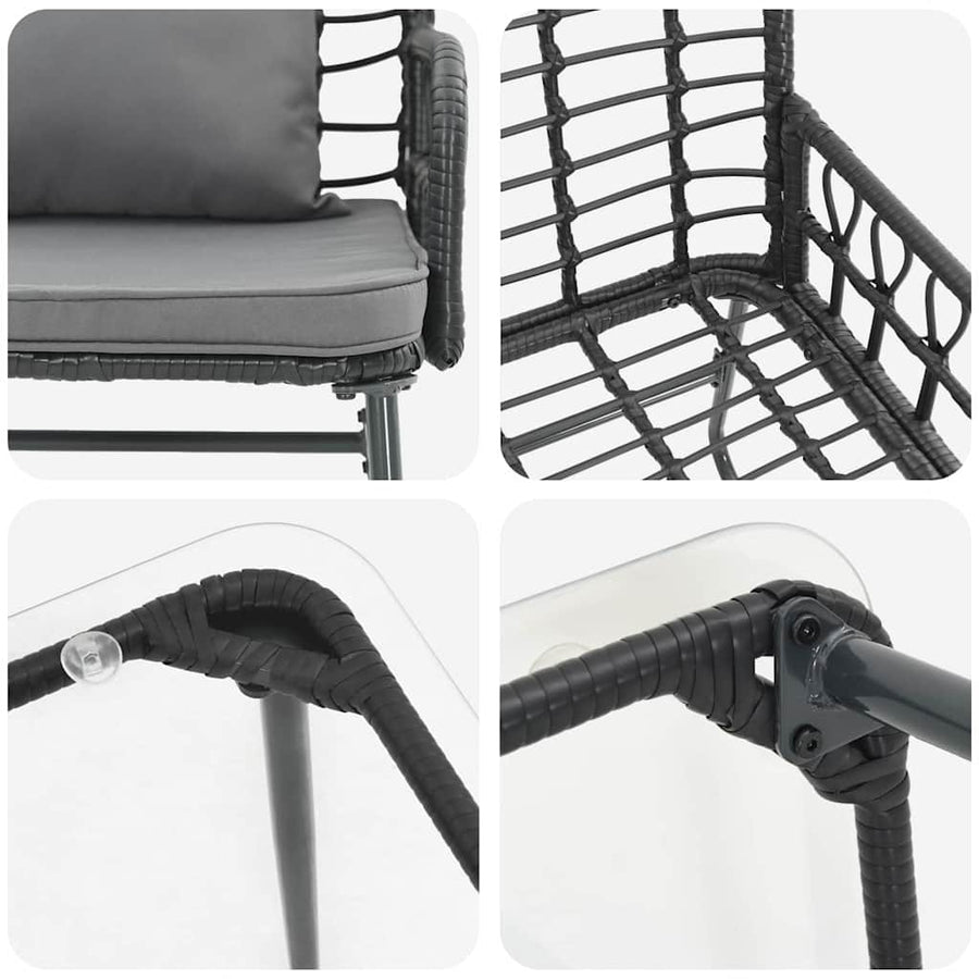Tuinmeubelset 4 pcs Zwart, Antraciet Poly rattan, staal, polyester