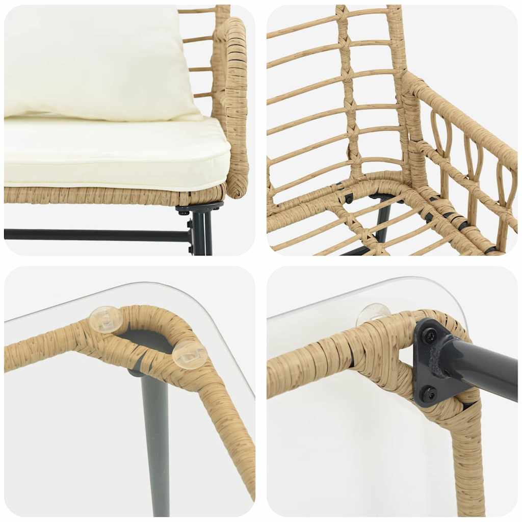 Tuinmeubelset 4 pcs Zwart, Antraciet Poly rattan, staal, polyester