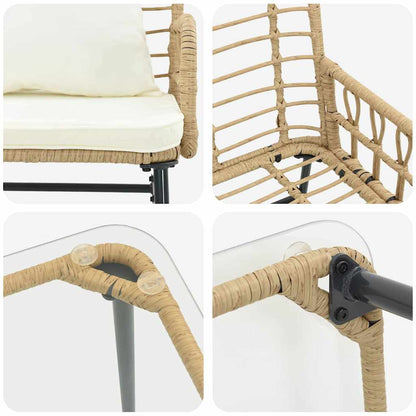 Tuinmeubelset 4 pcs Zwart, Antraciet Poly rattan, staal, polyester