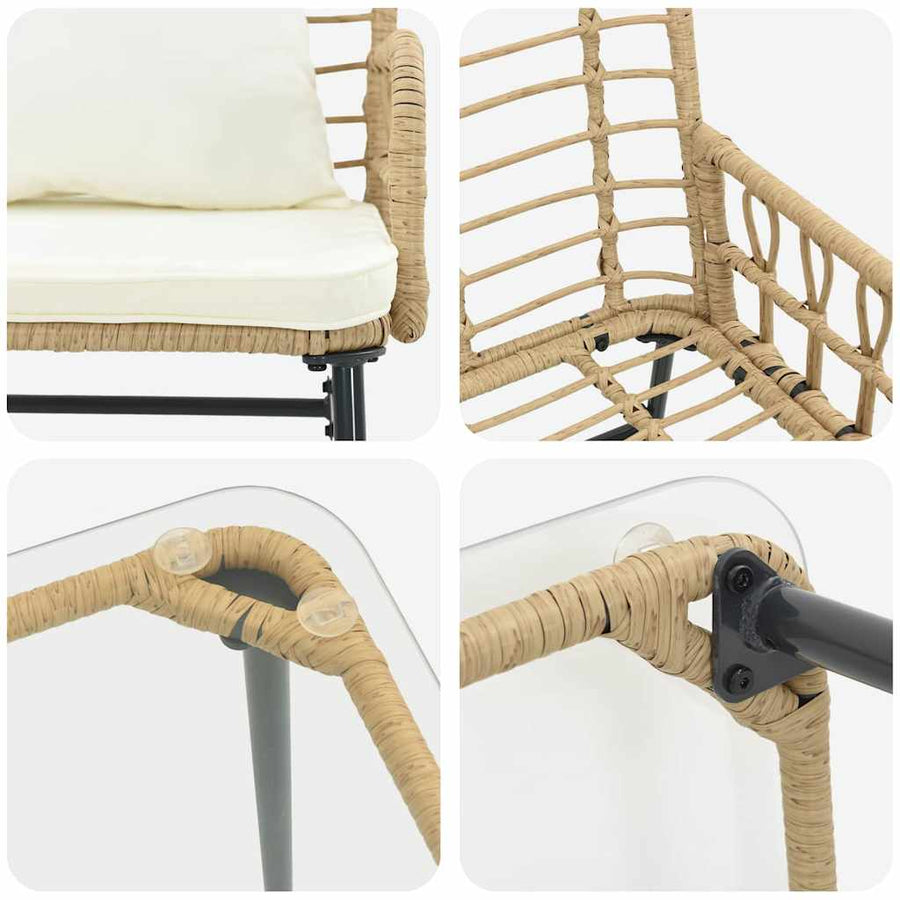 Tuinmeubelset 4 pcs Zwart, Antraciet Poly rattan, staal, polyester