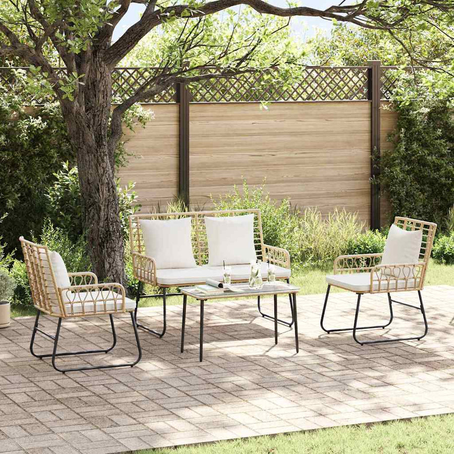 Tuinmeubelset 4 pcs Zwart, Antraciet Poly rattan, staal, polyester