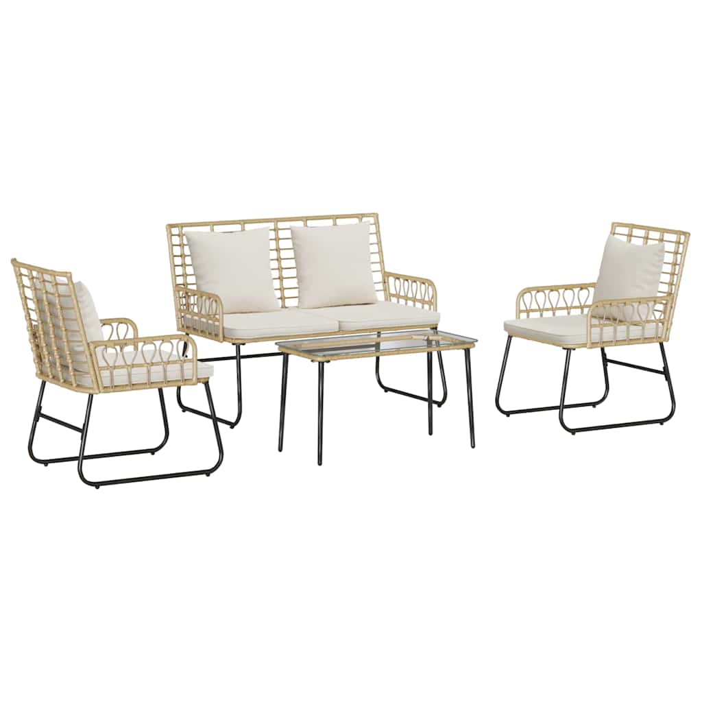 Tuinmeubelset 4 pcs Zwart, Antraciet Poly rattan, staal, polyester