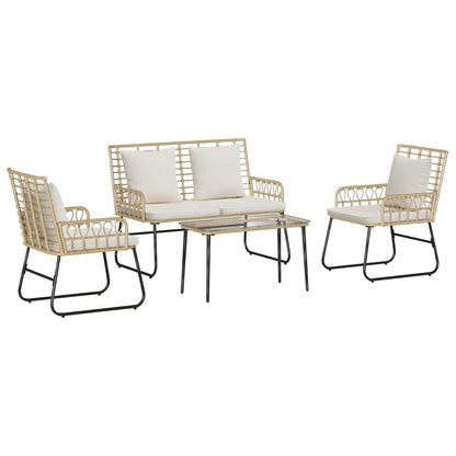 Tuinmeubelset 4 pcs Zwart, Antraciet Poly rattan, staal, polyester