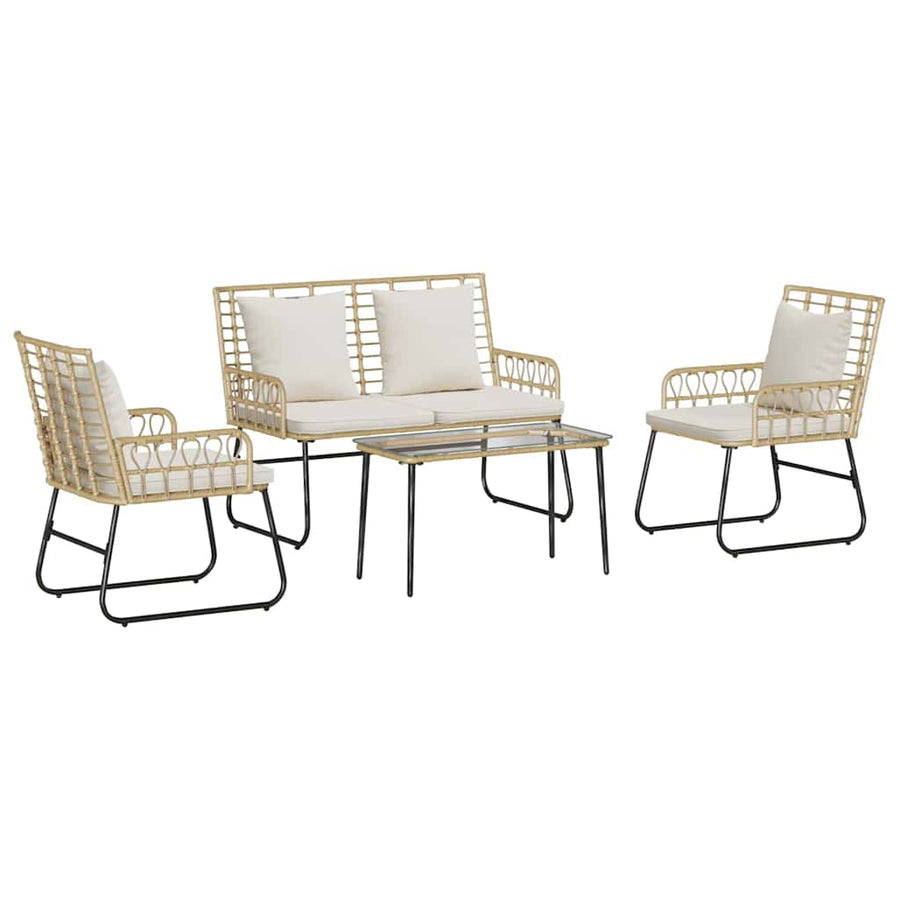 Tuinmeubelset 4 pcs Zwart, Antraciet Poly rattan, staal, polyester