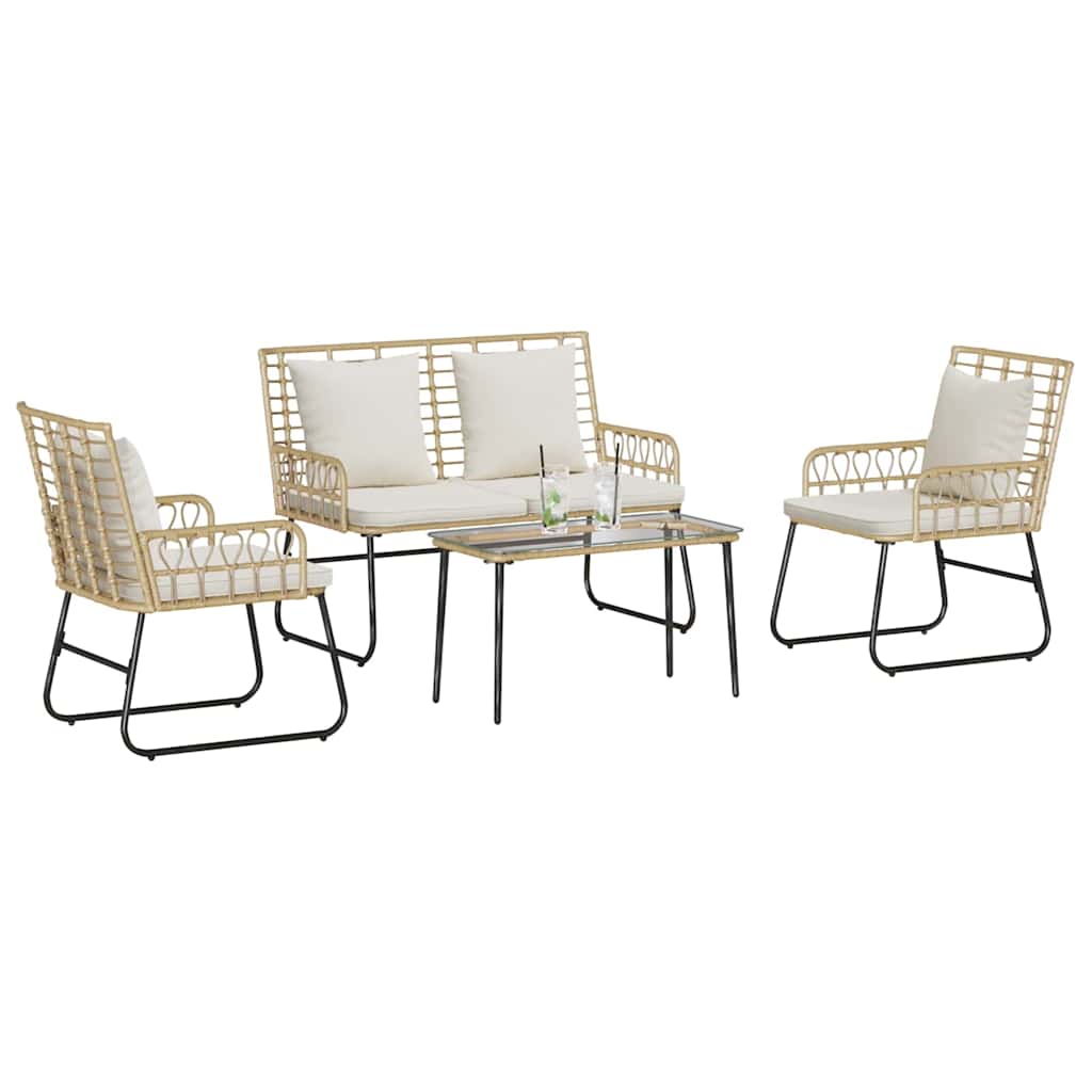 Tuinmeubelset 4 pcs Zwart, Antraciet Poly rattan, staal, polyester