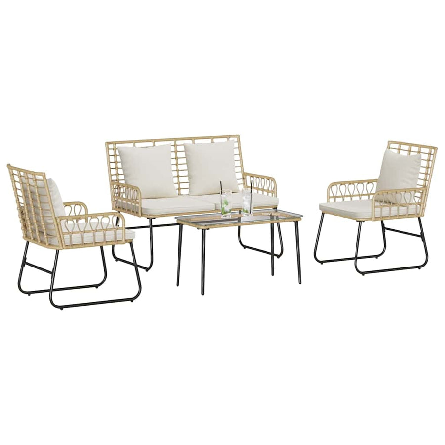 Tuinmeubelset 4 pcs Zwart, Antraciet Poly rattan, staal, polyester