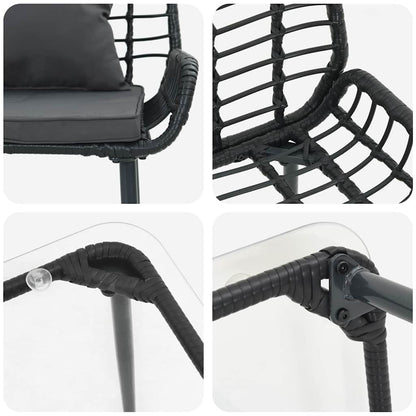Tuinmeubelset 4 pcs Bruin, Zwart, Crème Poly rattan, staal, polyester