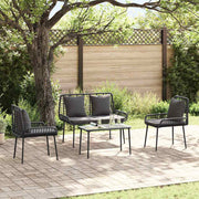 Tuinmeubelset poly rattan zwart crème 4-delig