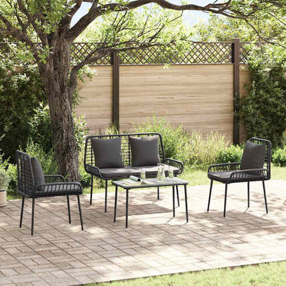 Tuinmeubelset 4 pcs Bruin, Zwart, Crème Poly rattan, staal, polyester