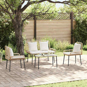 Tuinmeubelset poly rattan 4-delig bruin zwart crème