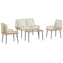 Tuinmeubelset 4 pcs Bruin, Zwart, Crème Poly rattan, staal, polyester