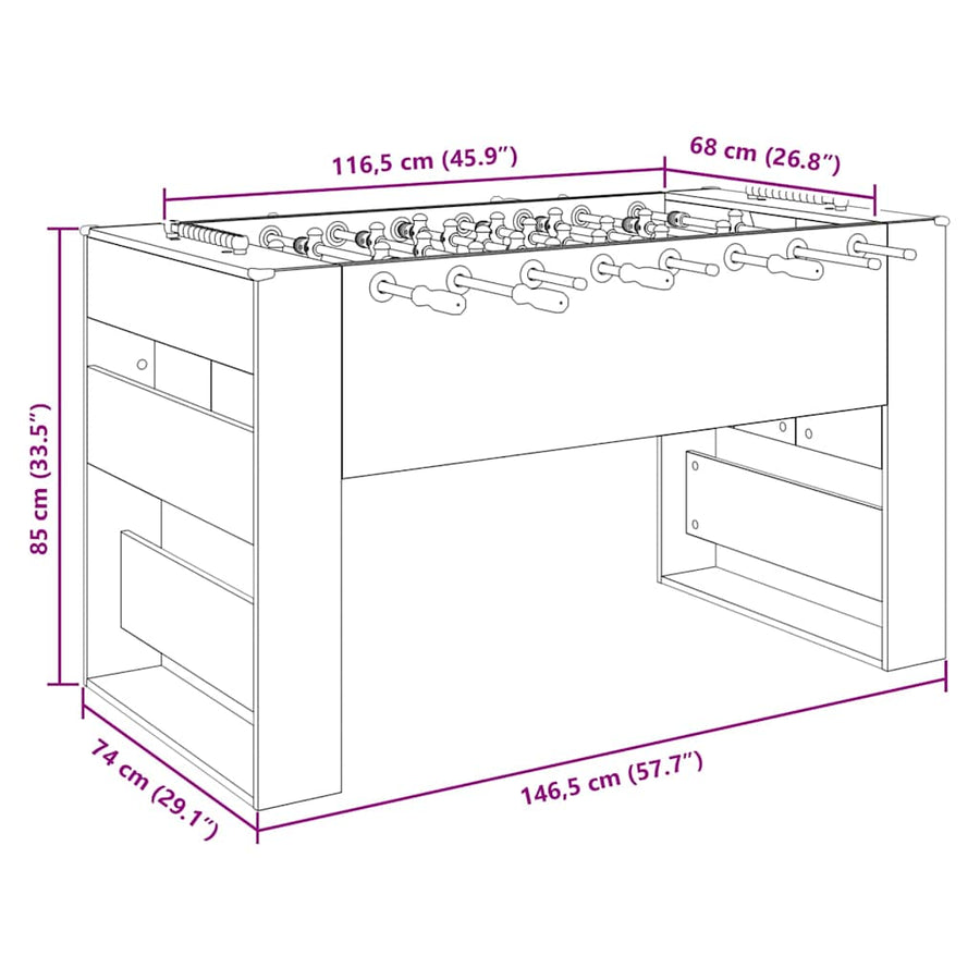 Voetbaltafel 2 pcs Wit 146,5 x 74 x 85 cm Bewerkt hout