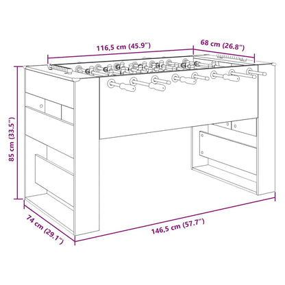 Voetbaltafel 2 pcs Zwart Eiken 146,5 x 74 x 85 cm Bewerkt hout