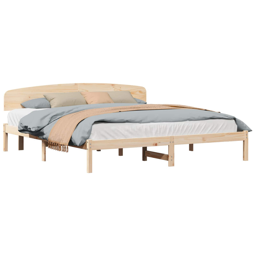 Bedframe met hoofdeinde Naturel 200 x 200 cm Massief grenenhout