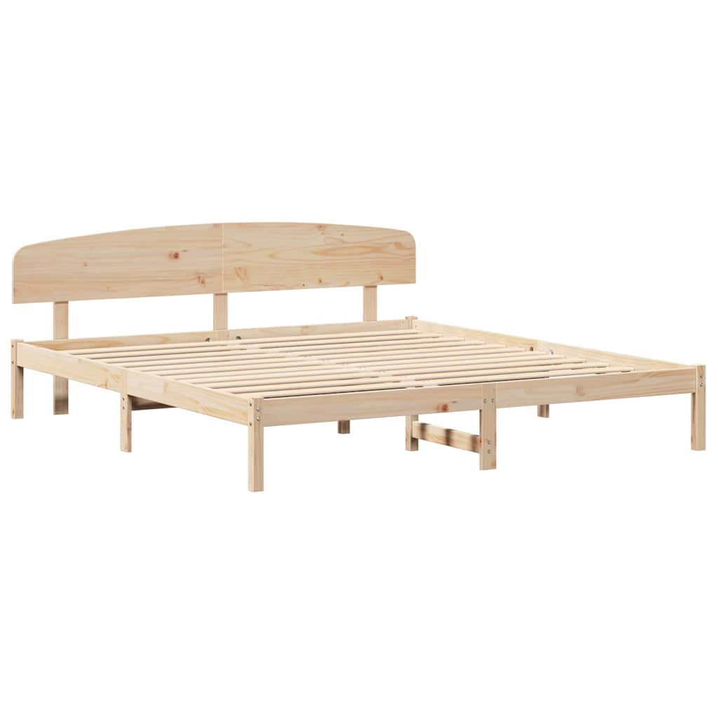 Bedframe met hoofdeinde Naturel 200 x 200 cm Massief grenenhout