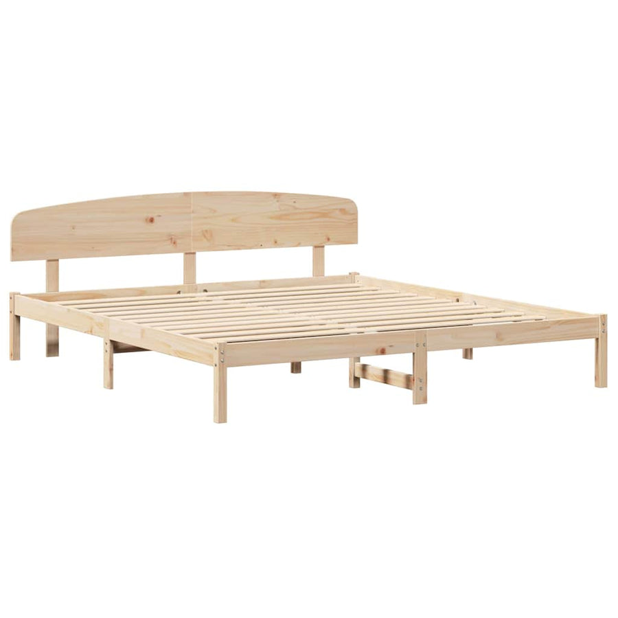 Bedframe met hoofdeinde Naturel 200 x 200 cm Massief grenenhout