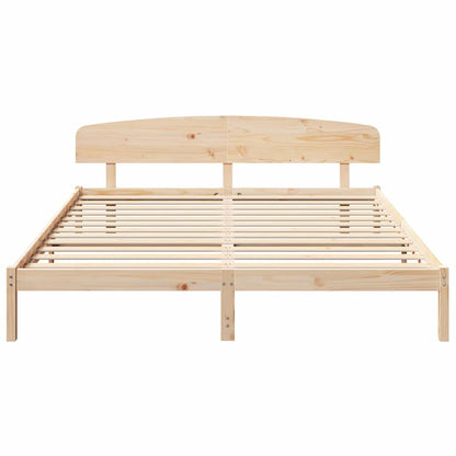 Bedframe met hoofdeinde Naturel 200 x 200 cm Massief grenenhout