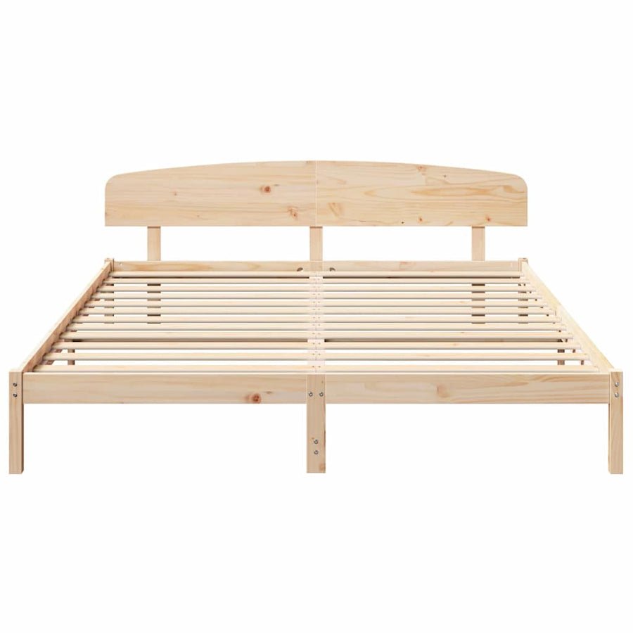 Bedframe met hoofdeinde Naturel 200 x 200 cm Massief grenenhout