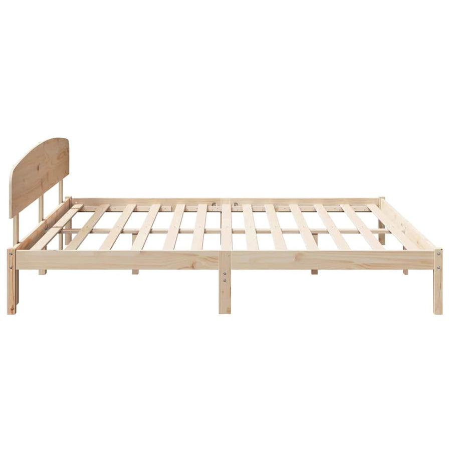 Bedframe met hoofdeinde Naturel 200 x 200 cm Massief grenenhout
