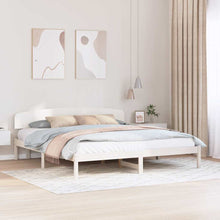 Bedframe met hoofdeinde Wit 200 x 200 cm Massief grenenhout