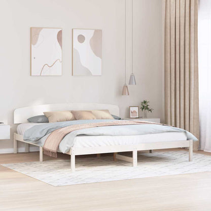 Bedframe met hoofdeinde Wit 200 x 200 cm Massief grenenhout