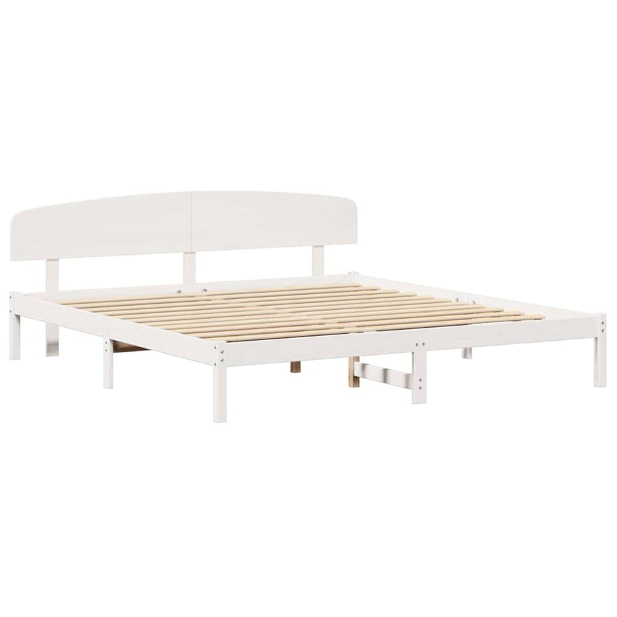 Bedframe met hoofdeinde Wit 200 x 200 cm Massief grenenhout