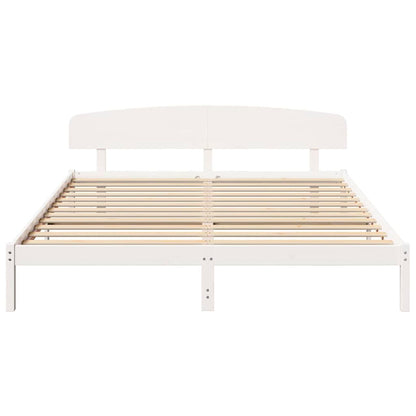 Bedframe met hoofdeinde Wit 200 x 200 cm Massief grenenhout