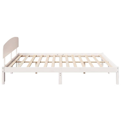 Bedframe met hoofdeinde Wit 200 x 200 cm Massief grenenhout