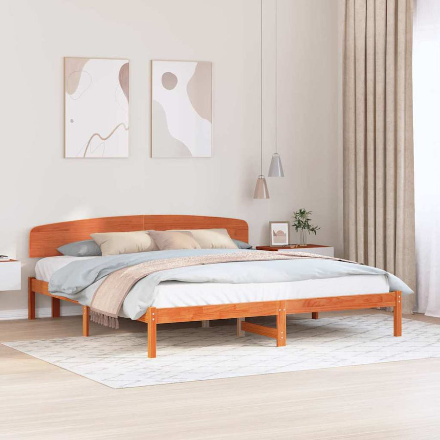 Bedframe Wasbruin 200 x 200 cm Massief grenenhout